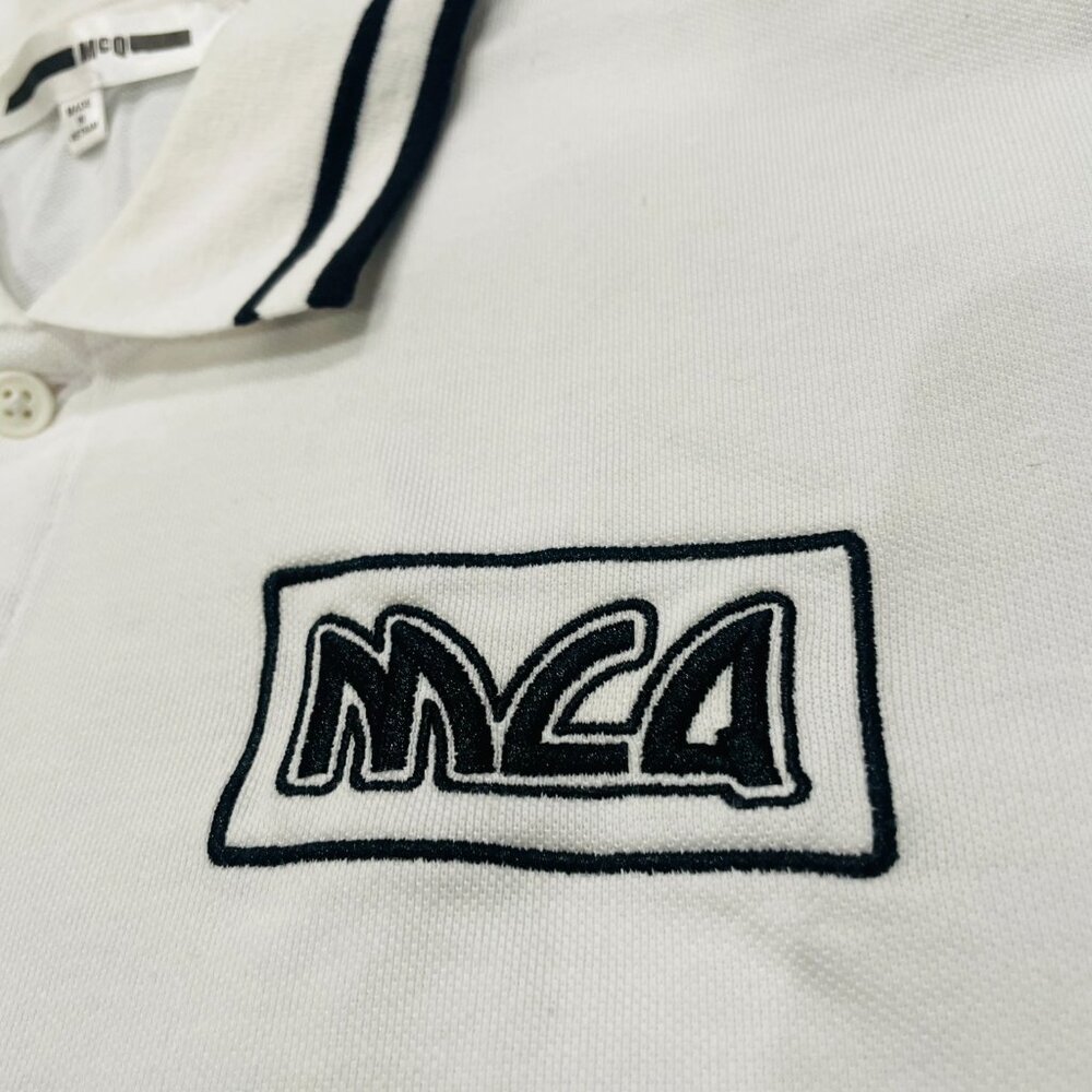 MCQ White Polo Shirt | Black Trim Logo | Short Sleeve | Classic Fit (Worn Once) - Picture 3 of 3